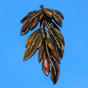 Vintage BEN AMUN Leaves Brooch Pin Articulated Moving Leaf Autumn Fall Enamel